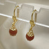 Oro Laminado Dangle Earring, Gold Filled Style Ball Design, with Brown Goldstone Venturina, Polished, Golden Finish, 5.123.010