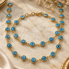 Oro Laminado Necklace and Bracelet, Gold Filled Style Evil Eye Design, Azul claro Resin Finish, Golden Finish, 06.63.0008