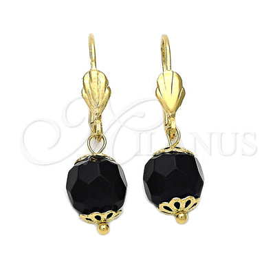 Oro Laminado Dangle Earring, Gold Filled Style Ball Design, Diamond Cutting Finish, Golden Finish, 5.123.008 for wholesale, main product view