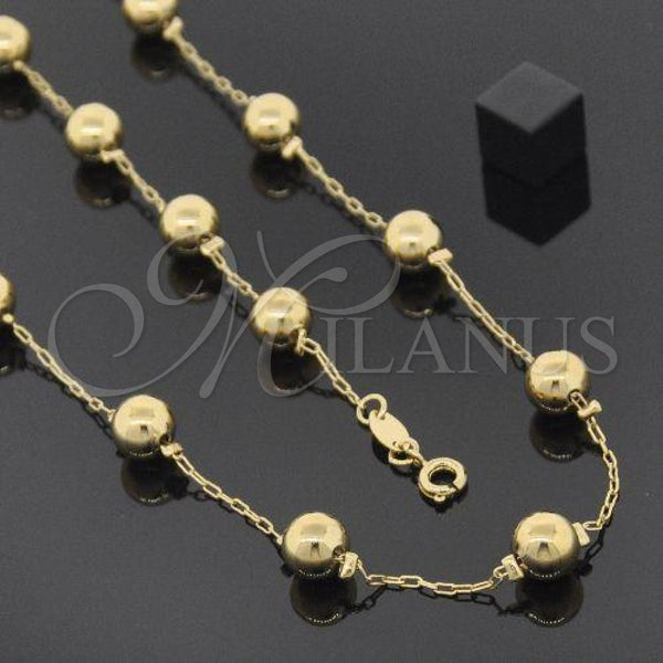 Oro Laminado Necklace and Bracelet, Gold Filled Style Ball Design, Polished, Golden Finish, 5.007.001
