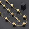 Oro Laminado Necklace and Bracelet, Gold Filled Style Ball Design, Polished, Golden Finish, 5.007.001