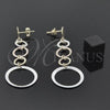 Oro Laminado Long Earring, Gold Filled Style Polished, Tricolor, 83.005