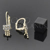 Oro Laminado Long Earring, Gold Filled Style with White Cubic Zirconia, Polished, Golden Finish, 5.125.025