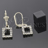 Oro Laminado Dangle Earring, Gold Filled Style with White Cubic Zirconia, Diamond Cutting Finish, Golden Finish, 5.125.015