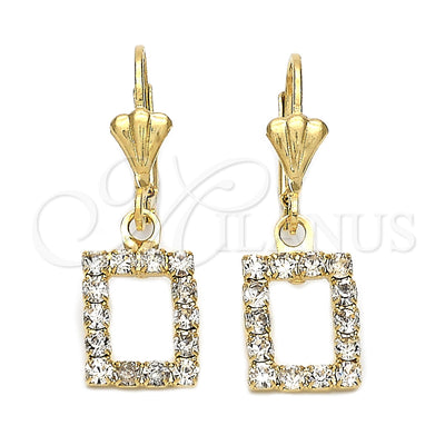 Oro Laminado Dangle Earring, Gold Filled Style with White Cubic Zirconia, Diamond Cutting Finish, Golden for wholesale, main product view