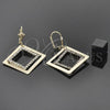 Oro Laminado Long Earring, Gold Filled Style with White Cubic Zirconia, Polished, Golden Finish, 88.006
