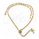 Oro Laminado Thin Rosary, Gold Filled Style Sagrado Corazon de Jesus and Crucifix Design, Polished, Golden Finish, 5.213.007