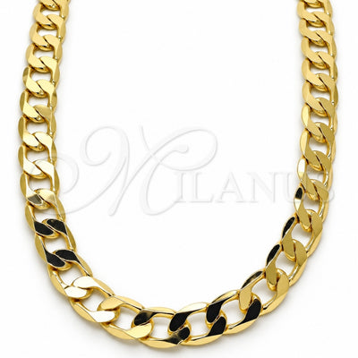 Oro Laminado Basic Necklace, Gold Filled Style Curb Design, Polished, Golden Finish, 5.222.001.24 (200 Gauge, 08 MM Thickness, 24 Inches Length)