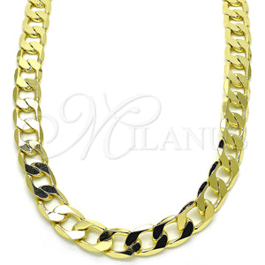 Oro Laminado Basic Necklace, Gold Filled Style Curb Design, Polished, Golden Finish, 5.222.001.24 (200 Gauge, 08 MM Thickness, 24 Inches Length)