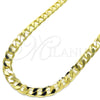 Oro Laminado Basic Necklace, Gold Filled Style Curb Design, Polished, Golden Finish, 5.222.001.28 (200 Gauge, 08 MM Thickness, 28 Inches Length)