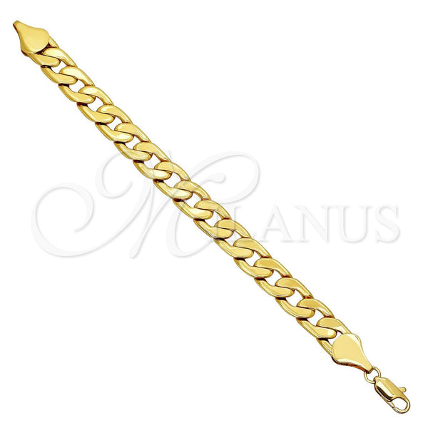 Oro Laminado Basic Bracelet, Gold Filled Style Curb Design, Polished, Golden Finish, 5.222.001.08 (200 Gauge, Thickness, 8 Inches Length)