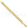 Oro Laminado Basic Bracelet, Gold Filled Style Curb Design, Polished, Golden Finish, 5.222.001.08 (200 Gauge, Thickness, 8 Inches Length)
