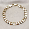 Oro Laminado Basic Bracelet, Gold Filled Style Curb Design, Polished, Golden Finish, 5.222.001.08 (200 Gauge, Thickness, 8 Inches Length)