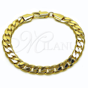 Oro Laminado Basic Bracelet, Gold Filled Style Curb Design, Polished, Golden Finish, 5.222.001.08 (200 Gauge, Thickness, 8 Inches Length)
