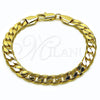 Oro Laminado Basic Bracelet, Gold Filled Style Curb Design, Polished, Golden Finish, 5.222.001.08 (200 Gauge, Thickness, 8 Inches Length)