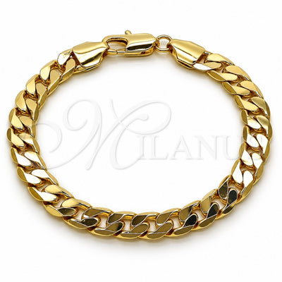 Oro Laminado Basic Bracelet, Gold Filled Style Curb Design, Polished, Golden Finish, 5.222.001.08 (200 Gauge, Thickness, 8 Inches Length)