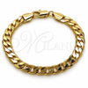 Oro Laminado Basic Bracelet, Gold Filled Style Curb Design, Polished, Golden Finish, 5.222.001.08 (200 Gauge, Thickness, 8 Inches Length)