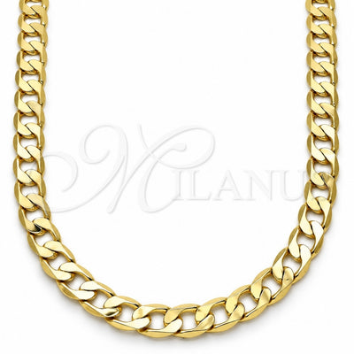 Oro Laminado Basic Necklace, Gold Filled Style Curb Design, Polished, Golden Finish, 5.222.002.24 (150 Gauge, 07 MM Thickness, 24 Inches Length)