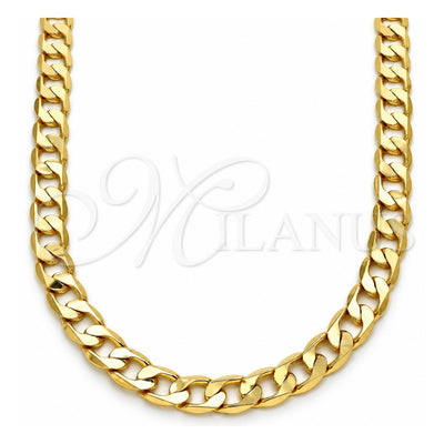 Oro Laminado Basic Necklace, Gold Filled Style Curb Design, Polished, Golden Finish, 5.222.002.28 (180 Gauge, 07 MM Thickness, 28 Inches Length)
