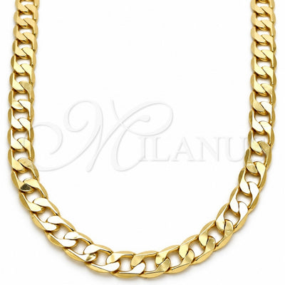 Oro Laminado Basic Necklace, Gold Filled Style Curb Design, Polished, Golden Finish, 5.222.002.30 (180 Gauge, 07 MM Thickness, 30 Inches Length)
