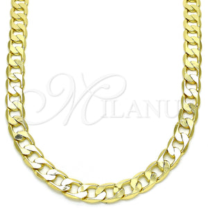 Oro Laminado Basic Necklace, Gold Filled Style Curb Design, Polished, Golden Finish, 5.222.002.30 (180 Gauge, 07 MM Thickness, 30 Inches Length)
