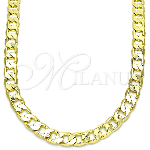 Oro Laminado Basic Necklace, Gold Filled Style Curb Design, Polished, Golden Finish, 5.222.002.30 (180 Gauge, 07 MM Thickness, 30 Inches Length)