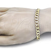 Oro Laminado Basic Bracelet, Gold Filled Style Curb Design, Polished, Golden Finish, 5.222.002.08 (180 Gauge, 07 MM Thickness, 8 Inches Length)