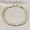 Oro Laminado Basic Bracelet, Gold Filled Style Curb Design, Polished, Golden Finish, 5.222.002.08 (180 Gauge, 07 MM Thickness, 8 Inches Length)