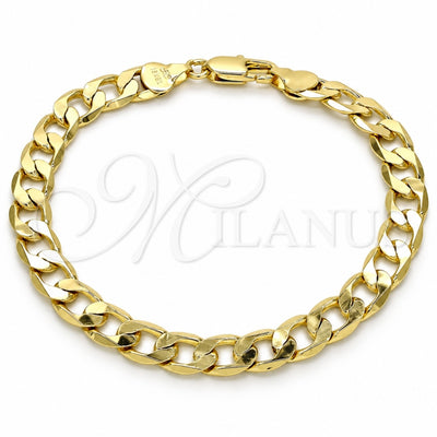 Oro Laminado Basic Bracelet, Gold Filled Style Curb Design, Polished, Golden Finish, 5.222.002.08 (180 Gauge, 07 MM Thickness, 8 Inches Length)