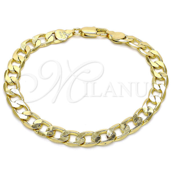 Oro Laminado Basic Bracelet, Gold Filled Style Curb Design, Polished, Golden Finish, 5.222.002.08 (180 Gauge, 07 MM Thickness, 8 Inches Length)