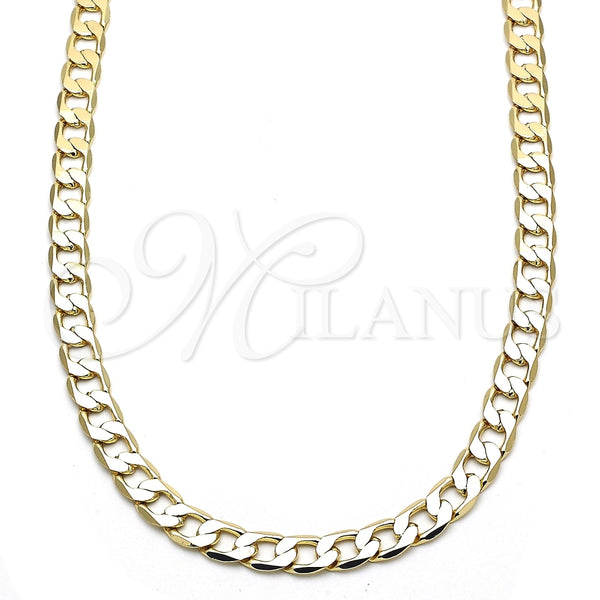 Oro Laminado Basic Necklace, Gold Filled Style Curb Design, Polished, Golden Finish, 5.222.003.20 (160 Gauge, 06 MM Thickness, 20 Inches Length)