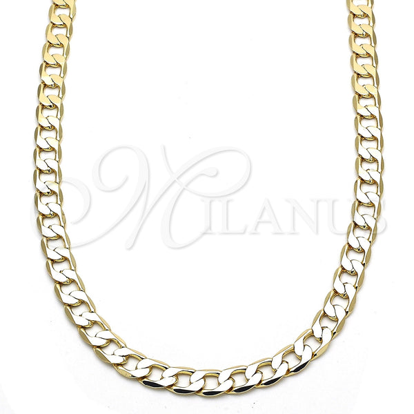 Oro Laminado Basic Necklace, Gold Filled Style Curb Design, Polished, Golden Finish, 5.222.003.20 (160 Gauge, 06 MM Thickness, 20 Inches Length)