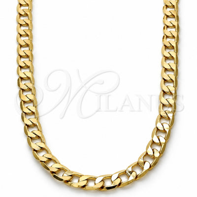 Oro Laminado Basic Necklace, Gold Filled Style Curb Design, Polished, Golden Finish, 5.222.003.24 (140 Gauge, 06 MM Thickness, 24 Inches Length)