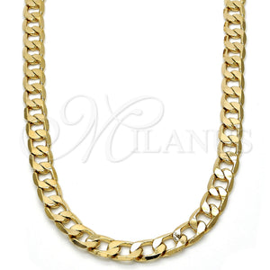 Oro Laminado Basic Necklace, Gold Filled Style Curb Design, Polished, Golden Finish, 5.222.003.24 (140 Gauge, 06 MM Thickness, 24 Inches Length)