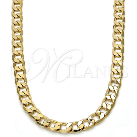 Oro Laminado Basic Necklace, Gold Filled Style Curb Design, Polished, Golden Finish, 5.222.003.24 (140 Gauge, 06 MM Thickness, 24 Inches Length)
