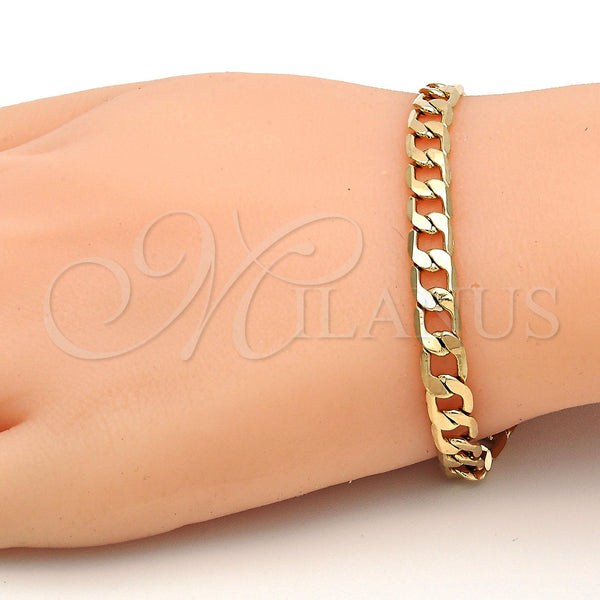 Oro Laminado Basic Bracelet, Gold Filled Style Curb Design, Polished, Golden Finish, 5.222.003.07 (160 Gauge, Thickness, 8 Inches Length)