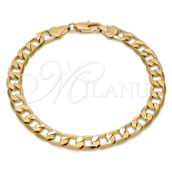 Oro Laminado Basic Bracelet, Gold Filled Style Curb Design, Polished, Golden Finish, 5.222.003.07 (160 Gauge, Thickness, 8 Inches Length)
