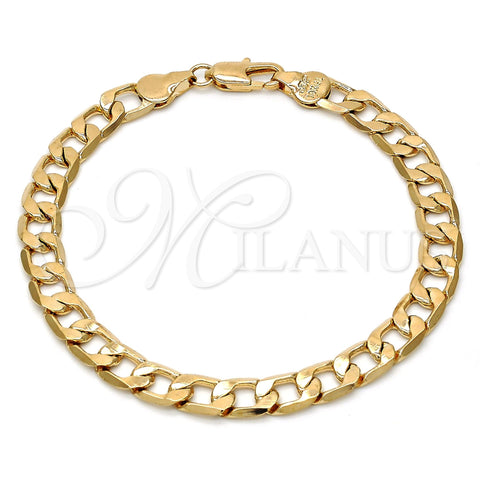 Oro Laminado Basic Bracelet, Gold Filled Style Curb Design, Polished, Golden Finish, 5.222.003.07 (160 Gauge, Thickness, 8 Inches Length)