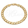 Oro Laminado Basic Bracelet, Gold Filled Style Curb Design, Polished, Golden Finish, 5.222.003.07 (160 Gauge, Thickness, 8 Inches Length)