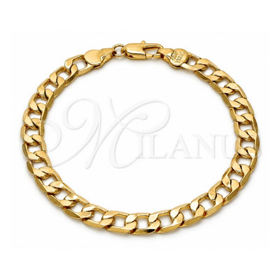 Oro Laminado Basic Bracelet, Gold Filled Style Curb Design, Polished, Golden Finish, 5.222.003.08 (160 Gauge, Thickness, 8 Inches Length)
