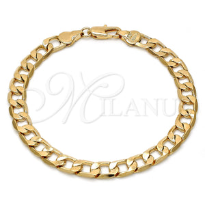 Oro Laminado Basic Bracelet, Gold Filled Style Curb Design, Polished, Golden Finish, 5.222.003.08 (160 Gauge, Thickness, 8 Inches Length)