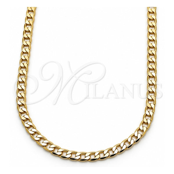 Oro Laminado Basic Necklace, Gold Filled Style Curb Design, Polished, Golden Finish, 5.222.004.20 (140 Gauge, Thickness, 20 Inches Length)