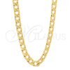 Oro Laminado Basic Necklace, Gold Filled Style Curb Design, Polished, Golden Finish, 5.222.004.24 (140 Gauge, Thickness, 24 Inches Length)