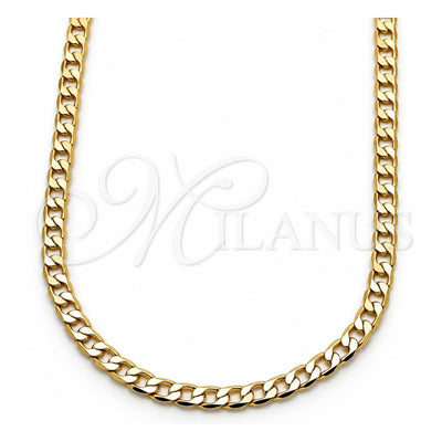 Oro Laminado Basic Necklace, Gold Filled Style Curb Design, Polished, Golden Finish, 5.222.004.24 (140 Gauge, Thickness, 24 Inches Length)