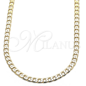Oro Laminado Basic Necklace, Gold Filled Style Curb Design, Polished, Golden Finish, 5.222.004.24 (140 Gauge, Thickness, 24 Inches Length)