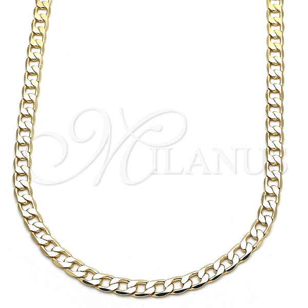 Oro Laminado Basic Necklace, Gold Filled Style Curb Design, Polished, Golden Finish, 5.222.004.24 (140 Gauge, Thickness, 24 Inches Length)