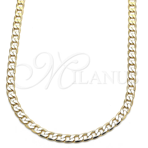 Oro Laminado Basic Necklace, Gold Filled Style Curb Design, Polished, Golden Finish, 5.222.004.24 (140 Gauge, Thickness, 24 Inches Length)
