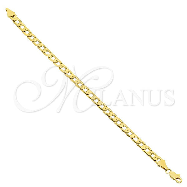 Oro Laminado Basic Bracelet, Gold Filled Style Curb Design, Polished, Golden Finish, 5.222.004.07 (140 Gauge, Thickness, 8 Inches Length)