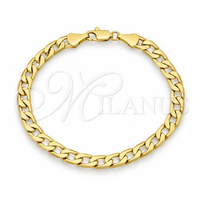 Oro Laminado Basic Bracelet, Gold Filled Style Curb Design, Polished, Golden Finish, 5.222.004.07 (140 Gauge, Thickness, 8 Inches Length)