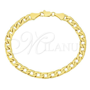 Oro Laminado Basic Bracelet, Gold Filled Style Curb Design, Polished, Golden Finish, 5.222.004.07 (140 Gauge, Thickness, 8 Inches Length)